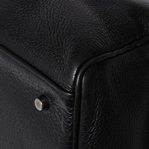 Extremely rare HERMES Kelly 50 handbag, black Taurillon Clemence leather, silver hardware. ◻J stamp, excellent condition, pre-owned, 4a008677