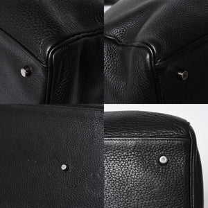 Extremely rare HERMES Kelly 50 handbag, black Taurillon Clemence leather, silver hardware. ◻J stamp, excellent condition, pre-owned, 4a008677