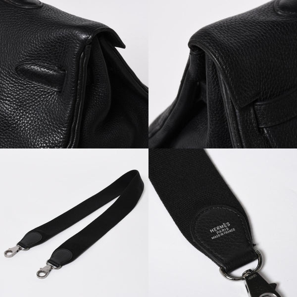 Extremely rare HERMES Kelly 50 handbag, black Taurillon Clemence leather, silver hardware. ◻J stamp, excellent condition, pre-owned, 4a008677