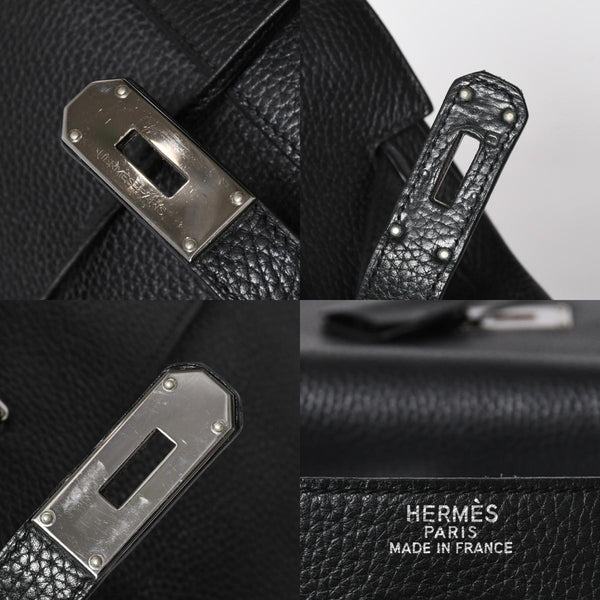 Extremely rare HERMES Kelly 50 handbag, black Taurillon Clemence leather, silver hardware. ◻J stamp, excellent condition, pre-owned, 4a008677