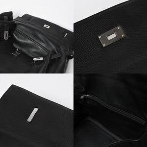 Extremely rare HERMES Kelly 50 handbag, black Taurillon Clemence leather, silver hardware. ◻J stamp, excellent condition, pre-owned, 4a008677