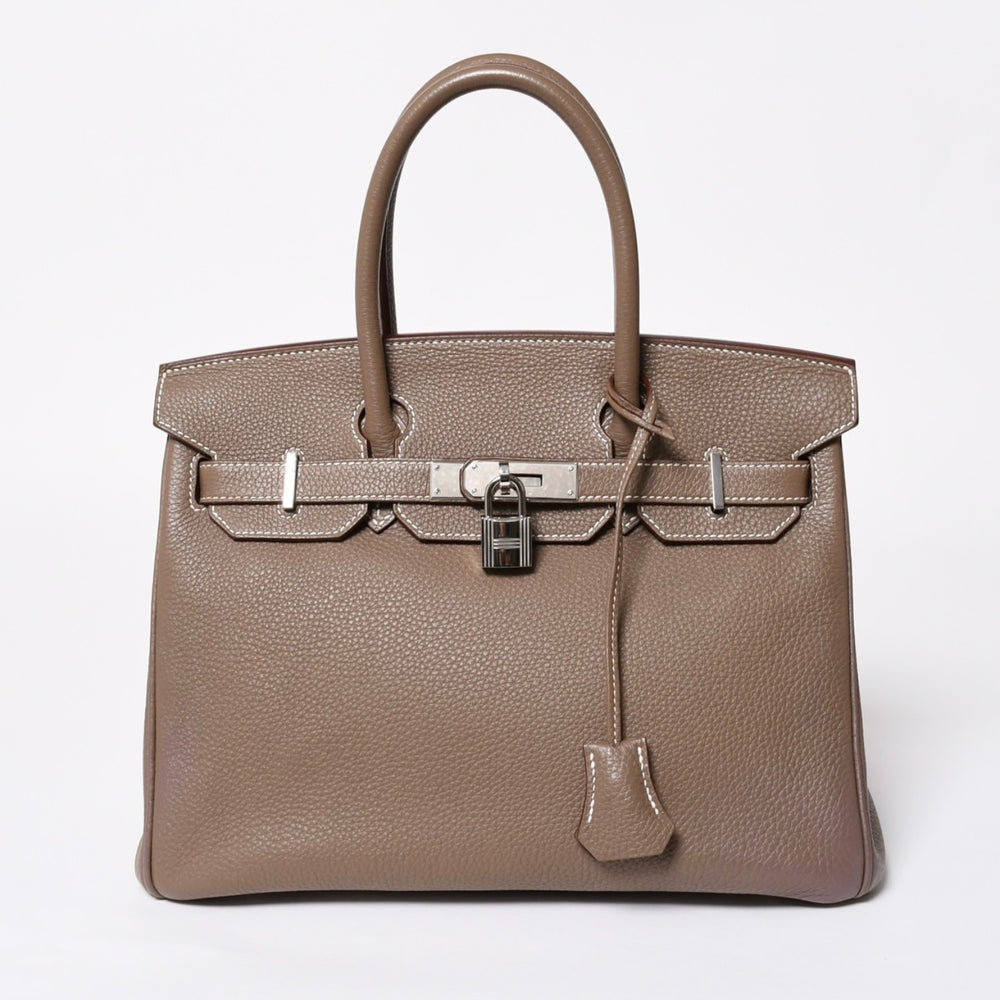 極美品 HERMES エルメス バーキン30 ハンドバッグ トゴ エトゥープ シルバー金具 ◻︎P刻印 中古 4a007753