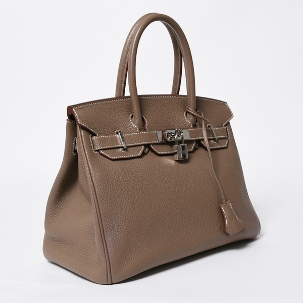 極美品 HERMES エルメス バーキン30 ハンドバッグ トゴ エトゥープ シルバー金具 ◻︎P刻印 中古 4a007753