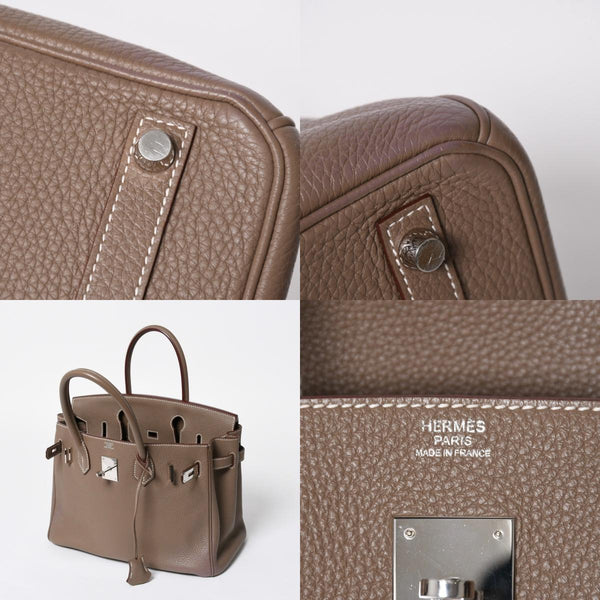 極美品 HERMES エルメス バーキン30 ハンドバッグ トゴ エトゥープ シルバー金具 ◻︎P刻印 中古 4a007753