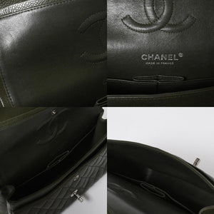 極美品 CHANEL シャネル マトラッセ25 Wフラップ Wチェーンショルダーバッグ 14番台 ココマーク キャビアスキン オリーブ 中古 4a008411