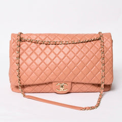 新品同様 CHANEL シャネル ジャンボ マトラッセ XXL ショルダーバッグ ピンク系 チェーンショルダー デカマト 中古 4a008682