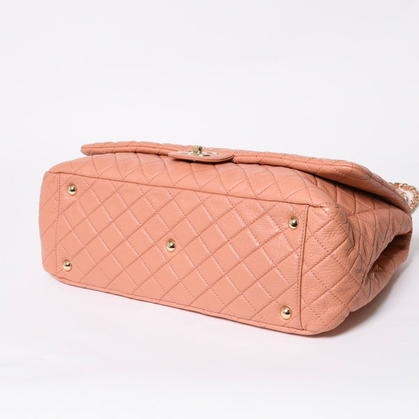 新品同様 CHANEL シャネル ジャンボ マトラッセ XXL ショルダーバッグ ピンク系 チェーンショルダー デカマト 中古 4a008682