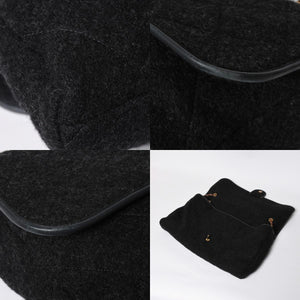 CHANEL Maxim Top Handle Flap W Chain Shoulder Bag Handbag Random Number Coco Mark Wool Felt Gray Good Condition Used 4a008689
