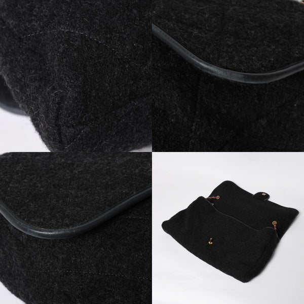 CHANEL Maxim Top Handle Flap W Chain Shoulder Bag Handbag Random Number Coco Mark Wool Felt Gray Good Condition Used 4a008689