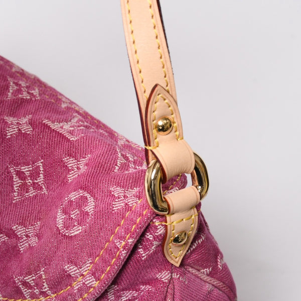 極美品 LOUIS VUITTON ルイヴィトン ミニプリーティ ワンショルダーバッグ M95216 モノグラム デニム ピンク 中古 4a008896