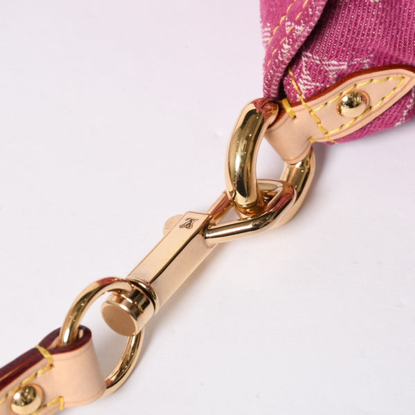 極美品 LOUIS VUITTON ルイヴィトン ミニプリーティ ワンショルダーバッグ M95216 モノグラム デニム ピンク 中古 4a008896