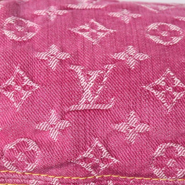 極美品 LOUIS VUITTON ルイヴィトン ミニプリーティ ワンショルダーバッグ M95216 モノグラム デニム ピンク 中古 4a008896