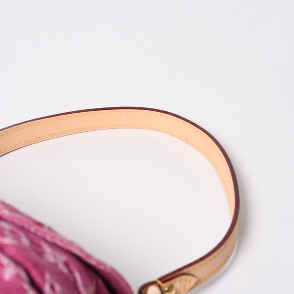 極美品 LOUIS VUITTON ルイヴィトン ミニプリーティ ワンショルダーバッグ M95216 モノグラム デニム ピンク 中古 4a008896