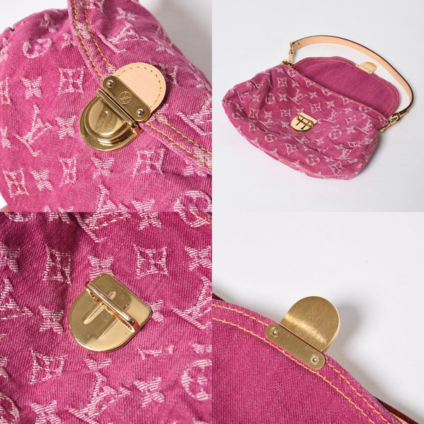 極美品 LOUIS VUITTON ルイヴィトン ミニプリーティ ワンショルダーバッグ M95216 モノグラム デニム ピンク 中古 4a008896