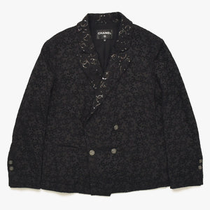 Like new CHANEL Coco Mark Lace Sequin Jacket Men's P70098 Cotton Polyester Black Size 50 Used 4a008700