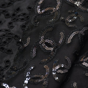 Like new CHANEL Coco Mark Lace Sequin Jacket Men's P70098 Cotton Polyester Black Size 50 Used 4a008700