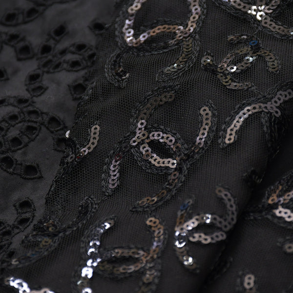 Like new CHANEL Coco Mark Lace Sequin Jacket Men's P70098 Cotton Polyester Black Size 50 Used 4a008700