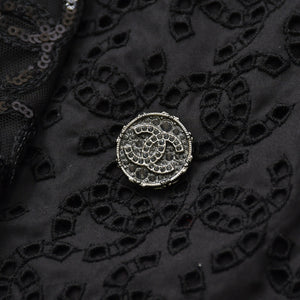 Like new CHANEL Coco Mark Lace Sequin Jacket Men's P70098 Cotton Polyester Black Size 50 Used 4a008700