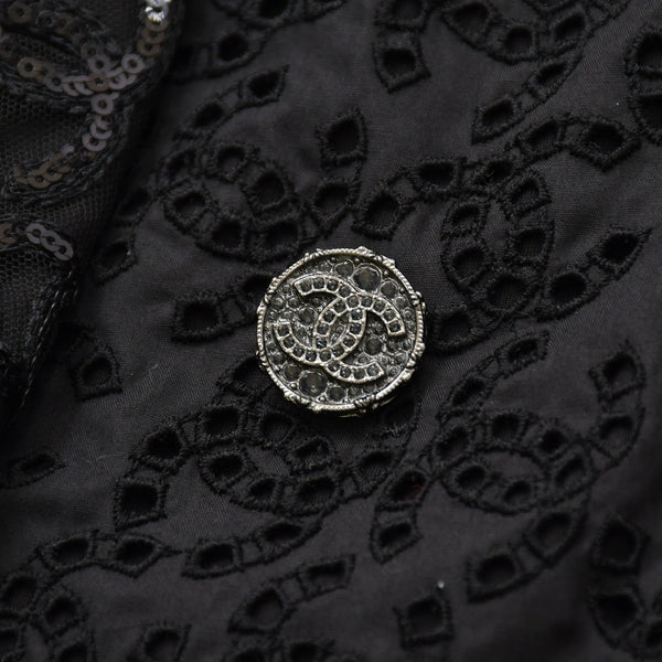 Like new CHANEL Coco Mark Lace Sequin Jacket Men's P70098 Cotton Polyester Black Size 50 Used 4a008700