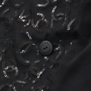 Like new CHANEL Coco Mark Lace Sequin Jacket Men's P70098 Cotton Polyester Black Size 50 Used 4a008700