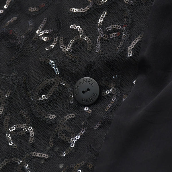 Like new CHANEL Coco Mark Lace Sequin Jacket Men's P70098 Cotton Polyester Black Size 50 Used 4a008700