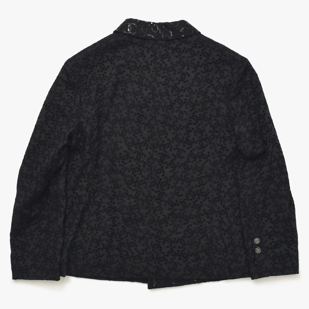 Like new CHANEL Coco Mark Lace Sequin Jacket Men's P70098 Cotton Polyester Black Size 50 Used 4a008700