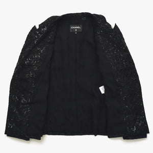 Like new CHANEL Coco Mark Lace Sequin Jacket Men's P70098 Cotton Polyester Black Size 50 Used 4a008700