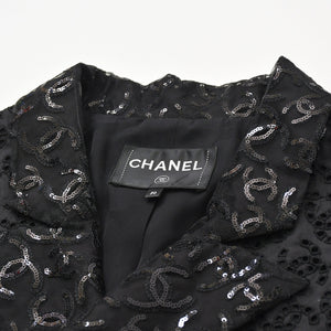 Like new CHANEL Coco Mark Lace Sequin Jacket Men's P70098 Cotton Polyester Black Size 50 Used 4a008700