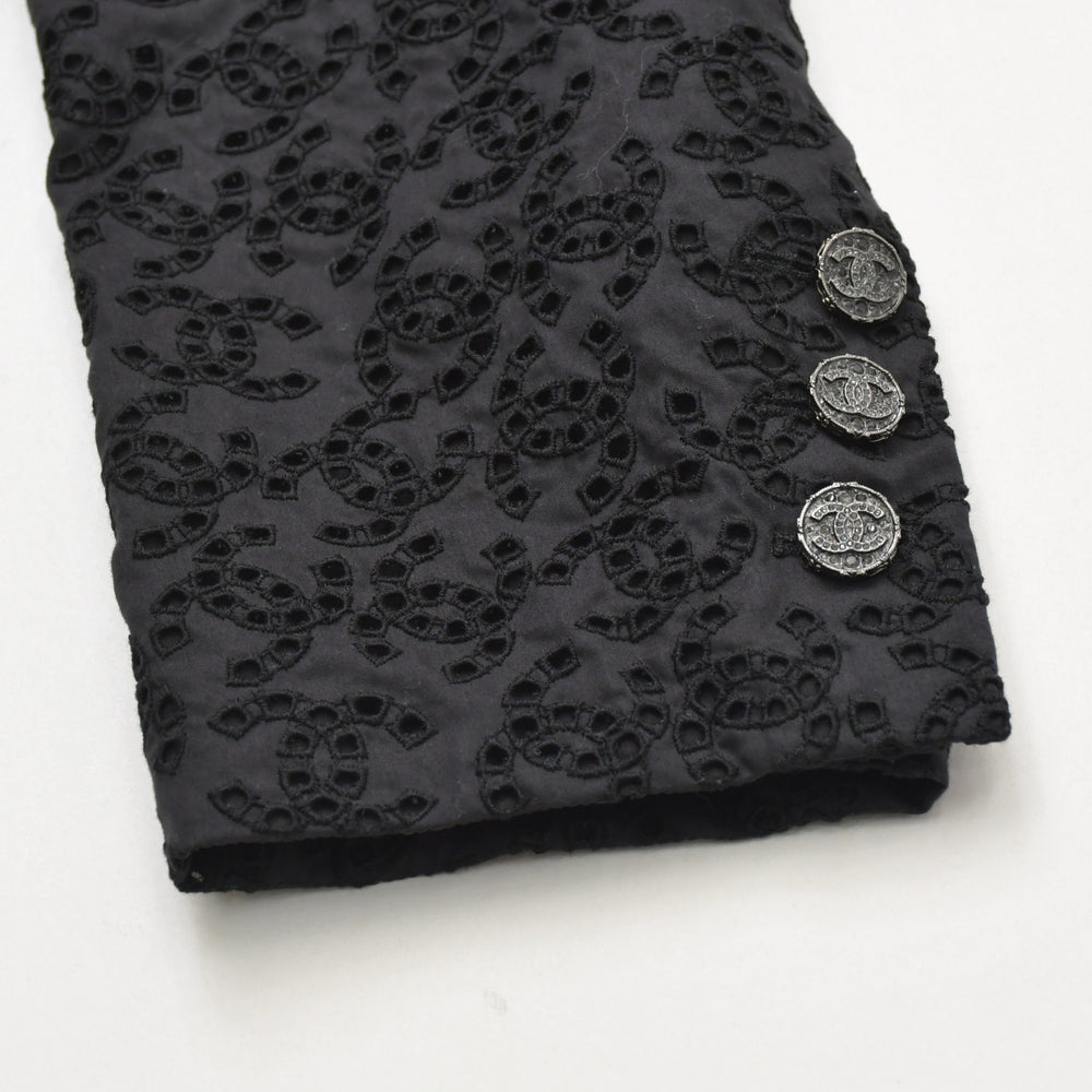 Like new CHANEL Coco Mark Lace Sequin Jacket Men's P70098 Cotton Polyester Black Size 50 Used 4a008700