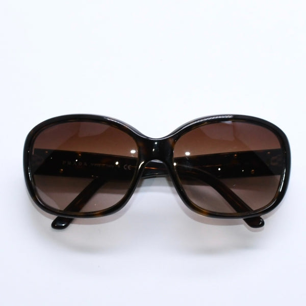 PRADA Sunglasses Eyewear Size 130 Triangle Logo Tortoiseshell Color Brown Good Condition Used 4a008484