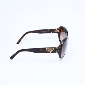 PRADA Sunglasses Eyewear Size 130 Triangle Logo Tortoiseshell Color Brown Good Condition Used 4a008484