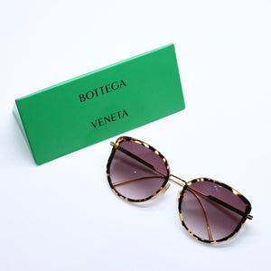 極美品 BOTTEGAVENETA ボッテガヴェネタ べっ甲柄 サングラス BV0301SK イタリア製 メタル ブラウン ゴールド金具 サイズ59◻︎20 145 中古 4a008529