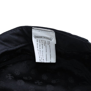 極美品 CHROME HEARTS クロムハーツ コンバットキャップ クロスパッチ U.S.A製 コットン レザー ブラック ワンサイズ 中古 4a008428