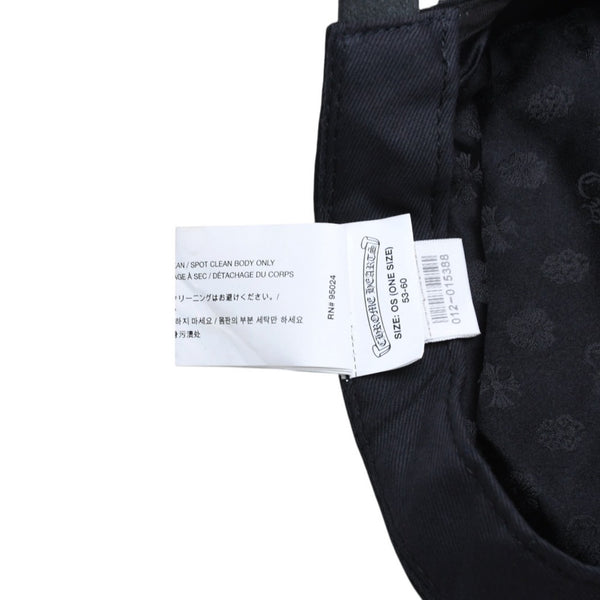 極美品 CHROME HEARTS クロムハーツ コンバットキャップ クロスパッチ U.S.A製 コットン レザー ブラック ワンサイズ 中古 4a008428