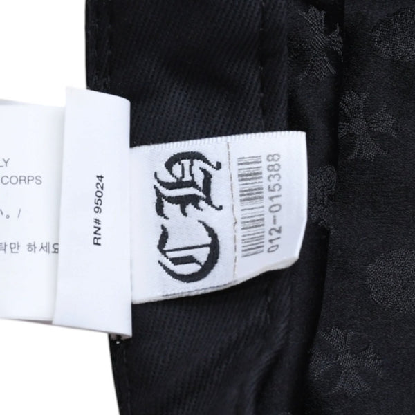 極美品 CHROME HEARTS クロムハーツ コンバットキャップ クロスパッチ U.S.A製 コットン レザー ブラック ワンサイズ 中古 4a008428