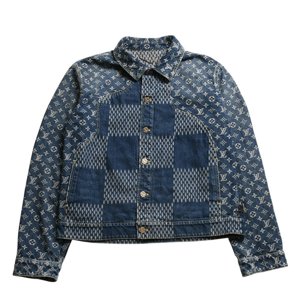 新品同様品 LOUIS VUITTON×NIGO ルイヴィトン ニゴ ジャイアントダミエウェーブス デニムジャケット ニゴー モノグラム HJA10WUZC サイズ54 ブルー 中古 4a008713