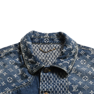 新品同様品 LOUIS VUITTON×NIGO ルイヴィトン ニゴ ジャイアントダミエウェーブス デニムジャケット ニゴー モノグラム HJA10WUZC サイズ54 ブルー 中古 4a008713