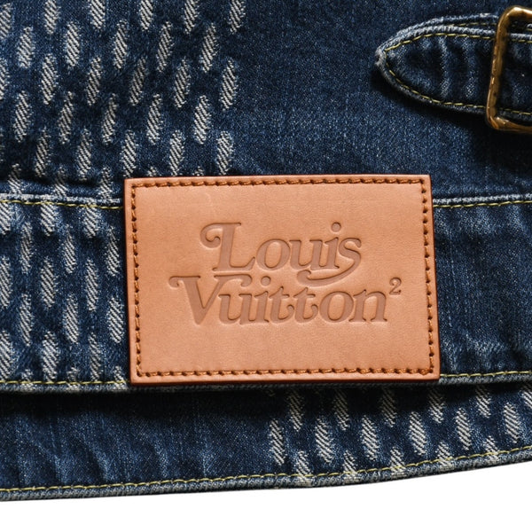 新品同様品 LOUIS VUITTON×NIGO ルイヴィトン ニゴ ジャイアントダミエウェーブス デニムジャケット ニゴー モノグラム HJA10WUZC サイズ54 ブルー 中古 4a008713