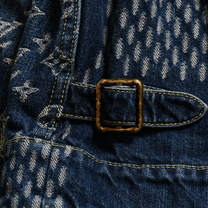 新品同様品 LOUIS VUITTON×NIGO ルイヴィトン ニゴ ジャイアントダミエウェーブス デニムジャケット ニゴー モノグラム HJA10WUZC サイズ54 ブルー 中古 4a008713