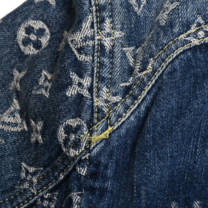 新品同様品 LOUIS VUITTON×NIGO ルイヴィトン ニゴ ジャイアントダミエウェーブス デニムジャケット ニゴー モノグラム HJA10WUZC サイズ54 ブルー 中古 4a008713