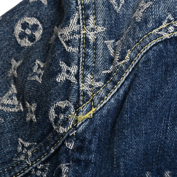新品同様品 LOUIS VUITTON×NIGO ルイヴィトン ニゴ ジャイアントダミエウェーブス デニムジャケット ニゴー モノグラム HJA10WUZC サイズ54 ブルー 中古 4a008713