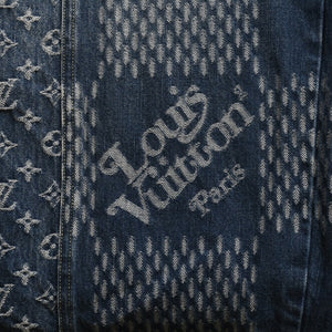 新品同様品 LOUIS VUITTON x NIGO ルイヴィトン ニゴ デニムパンツ ジャイアントダミエウェーブスモノグラム HJD10WUZC サイズ38 ブルー 4a008712