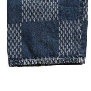 新品同様品 LOUIS VUITTON x NIGO ルイヴィトン ニゴ デニムパンツ ジャイアントダミエウェーブスモノグラム HJD10WUZC サイズ38 ブルー 4a008712