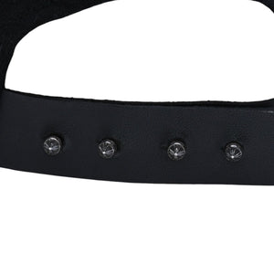 極美品 CHROME HEARTS クロムハーツ コンバットキャップ クロスパッチ U.S.A製 コットン レザー ブラック ワンサイズ 中古 4a008428