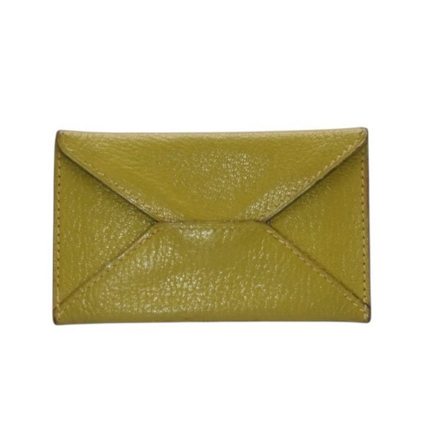 HERMES エルメス エンべロープ PM □K刻印 カードケース 名刺入れ 財布 レザー カーキ 美品 中古 4a000873