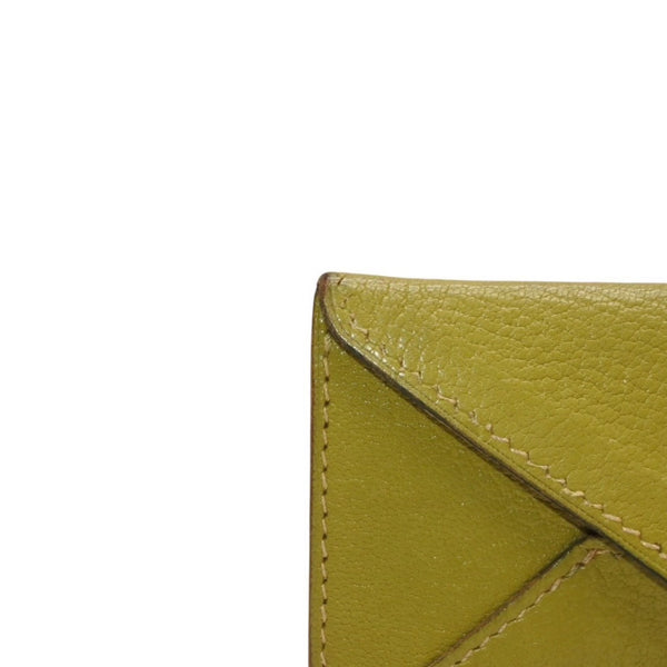 HERMES エルメス エンべロープ PM □K刻印 カードケース 名刺入れ 財布 レザー カーキ 美品 中古 4a000873