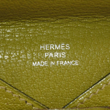 画像をギャラリービューアに読み込む, HERMES エルメス エンべロープ PM □K刻印 カードケース 名刺入れ 財布 レザー カーキ 美品 中古 4a000873