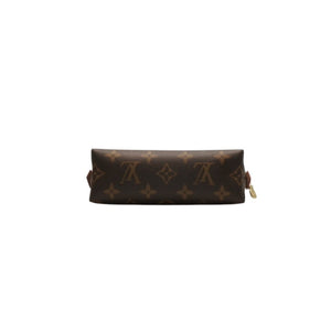 Like new LOUIS VUITTON Pochette Cosmetic PM Pouch M47515 Monogram Brown Gold hardware Used 4a000844