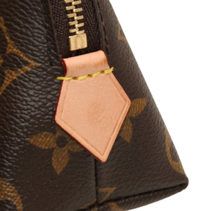 Like new LOUIS VUITTON Pochette Cosmetic PM Pouch M47515 Monogram Brown Gold hardware Used 4a000844