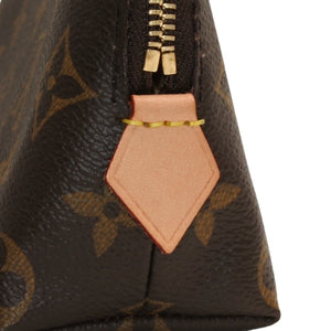 Like new LOUIS VUITTON Pochette Cosmetic PM Pouch M47515 Monogram Brown Gold hardware Used 4a000844